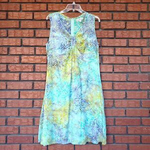 WindiRiver Batik Dress Size XL Sleeveless Resort Wear Babydoll Colorful Rayon